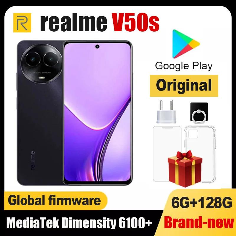 Realme V50s 5G Ʈ ۷ι ߿, 5000mAh, 6.72 ġ FHD, 120HZ, 18W, 64MP, MTK Ƽ 6100, , GPS, SIM, ȵ̵